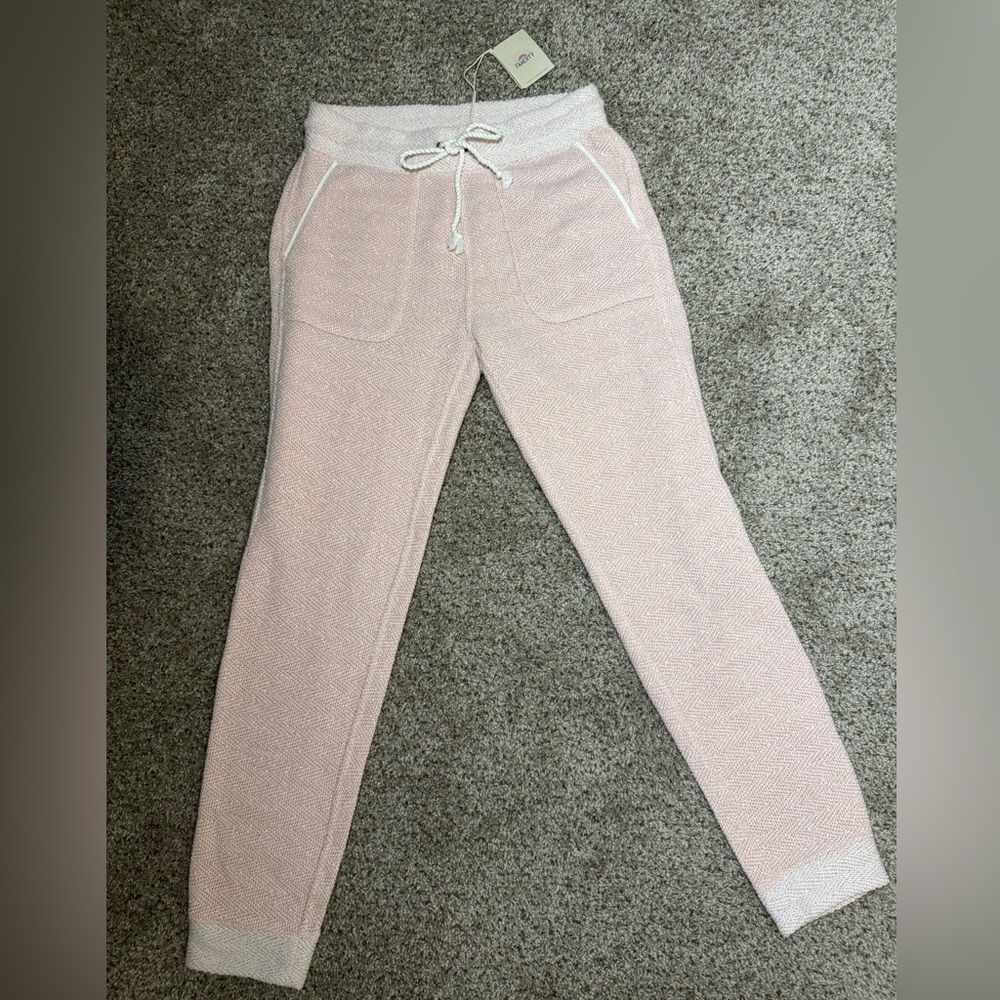 Faherty white water pink jogger pants Anthropologie women small new with tags